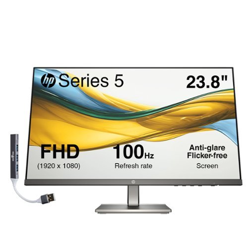 HP - 24" FHD IPS Monitor, Anti Glare, Flicker Free, VESA Mount (100 x 100mm), VGA, HDMI & DKZ Hub, Color - Black/Gray-Front_Standard 