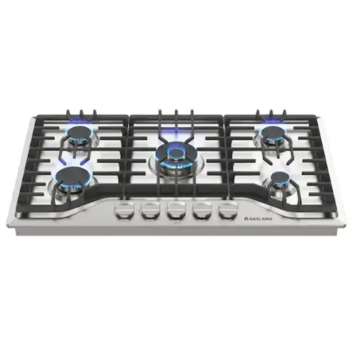 Front. GASLAND - 36 inches Gas Cooktop in Stainless Steel with 5 Burner and Thermocouple Protection - Stainless steel.
