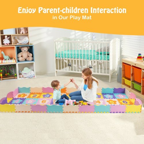 Costway 75 Pieces Baby Foam Interlocking Play Mat w/ Fence w/Detachable Numbers - Multi-Color HOW TO BUY