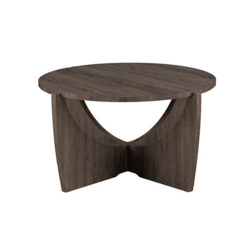 Walker Edison - Contemporary 28" Arch-Base Round Coffee Table - Cerused Ash-Front_Standard 