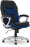 Serta - Amplify Work or Play Ergonomic High-Back Faux Leather Swivel Executive Chair with Mesh Accents - Black and Cobalt Blue-Front_Standard