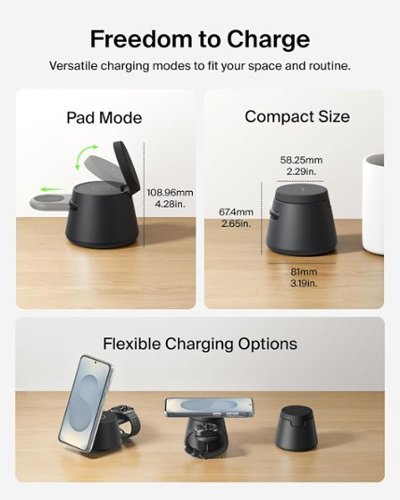 Belkin 3-in-1 UltraCharge Modular Charging Dock with Qi2 25W for iPhone, Smartphone, Earbuds, Apple Watch, (PSU included) - Black GLOBAL SHIPPING