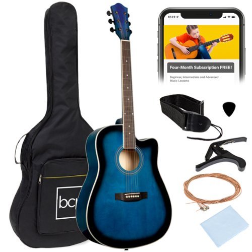 Best Choice Products - 41in Full Size Beginner Acoustic Guitar Set with Case, Strap, Capo, Strings - Blue-Front_Standard 