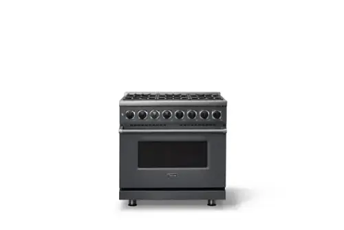 Front. Viking - 36 in. Wide 6 Burner Freestanding 7 Series Dual Fuel Self-Clean Range - Cast Black.