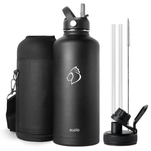 Buzio - 87oz Insulated Water Bottle with Straw Lid and Spout Lid - Black-Angle_Standard 