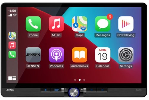 Jensen - 14" Single/Double DIN Car Stereo | Wireless CarPlay & Android Auto | Bluetooth | Maestro Compatible | Cam Inputs - Black-Front_Standard 