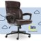 Serta - Hannah Upholstered Executive Office Chair with Headrest Pillow - Smooth Bonded Leather - Biscuit-Front_Standard