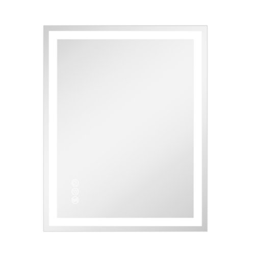 LOVMOR - 24 x 30 Inches Tempered Glass LED Bathroom Mirror with Anti-Fog & 3-Color Dimmable Lighting - Silver