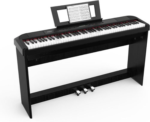 GARVEE - 88-Key Fully Weighted Digital Piano with Furniture Stand, Triple Pedals & Power Supply, Full-Size Electric Keyboard-Front_Standard 