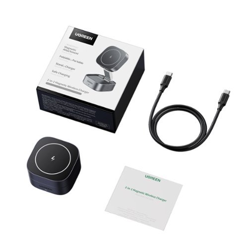 UGREEN MagFlow 2-in-1 Wireless Charger for iPhone 12-16, AirPods, Foldable Fast Charging Station - Grey SHOP ONLINE