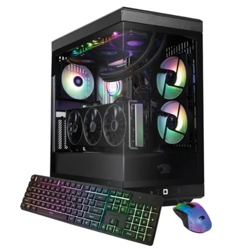 iBUYPOWER - Y40 PRO Gaming Desktop PC - AMD Ryzen 9 9900X, NVIDIA GeForce RTX 5080 16GB, 32GB DDR5 RGB,2TB NVMe - Black-Front_Standard 