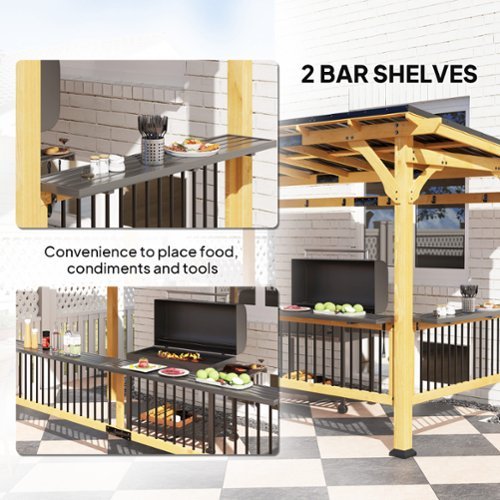 Outsunny x 6' Wooden BBQ Grill Gazebo, Outdoor Hardtop Grill