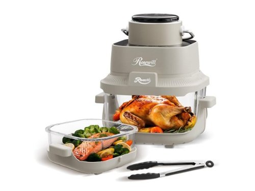 Rosewill - 8-in-1 Portable Glass Air Fryer, 5.5QT & 1.6QT Glass Pot with Lid & Tongs - Saturn Gray-Front_Standard 