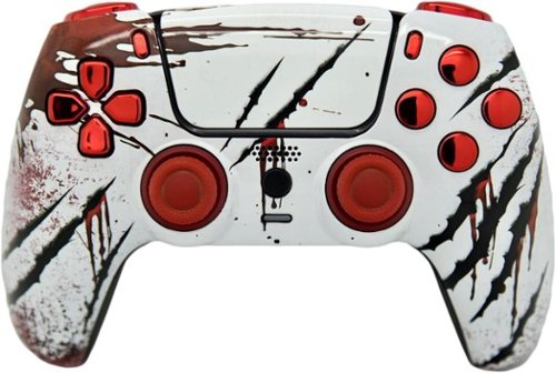 Custom Controllerzz - Custom Wireless Controller for PS5 - Slasher & Red Chrome Inserts-Front_Standard 