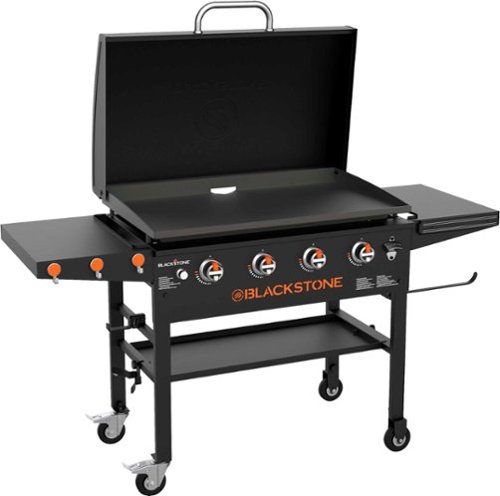 Blackstone - Original 36-in. Outdoor Omnivore Griddle with Hood and Folding Shelves - Black-Angle_Standard 