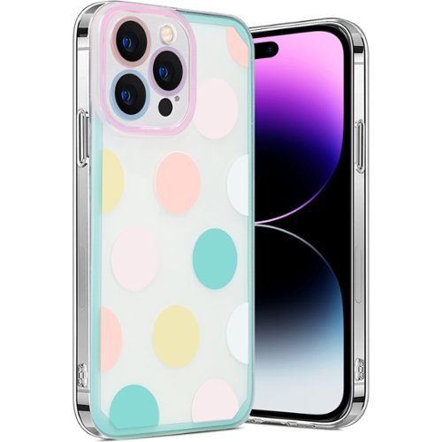 SaharaCase PolkaDot Hybrid-Flex Hard Shell Case for Apple iPhone 14 Pro Max - Clear/Pink/Teal WORLDWIDE DELIVERY