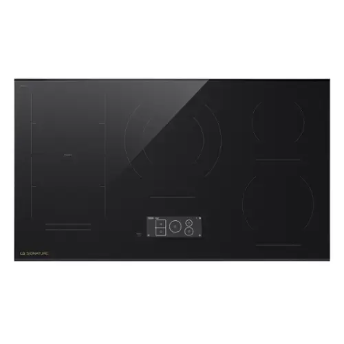 Front. LG - SIGNATURE 36” Built-In Electric Induction Smart Cooktop with 5 Elements, 6.8" LCD Touch Screen and Dual Zone Element - Black.