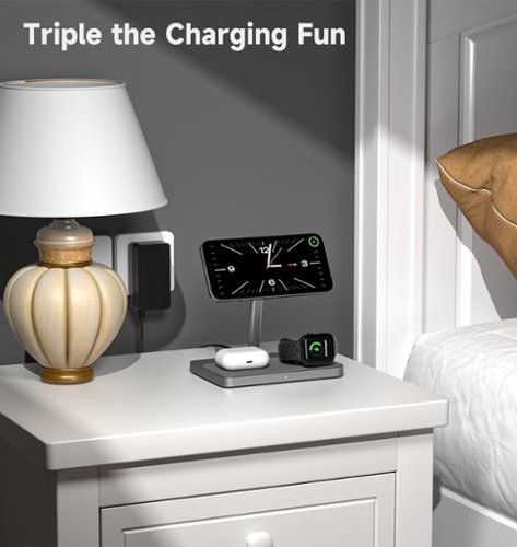 Zike 3-in-1 Qi2 15W Wireless Charger Station, Foldable Charger for iPhone 16/15/14/13/12 Series, Apple Watch and AirPods - Gray BUY ONLINE