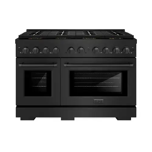 Front. ZLINE - ZLINE 48 in. Paramount Dual Fuel Range with 8 DuoPro Burners & Dual Ovens (PSDRB-48) - Black Stainless Steel.