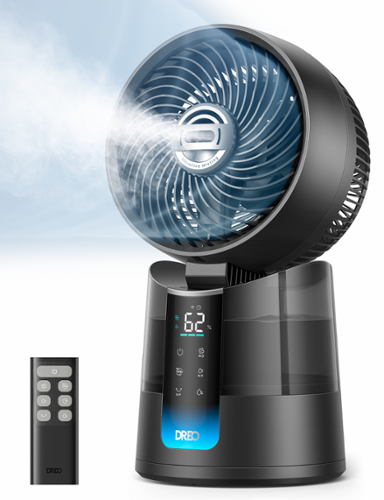 DREO - Portable Evaporative Cooler Table Fan w/Remote 6 Speeds 150° Oscillation 3 Modes 1.5L Water Tank 12H Timer - Gray-Front_Standard 