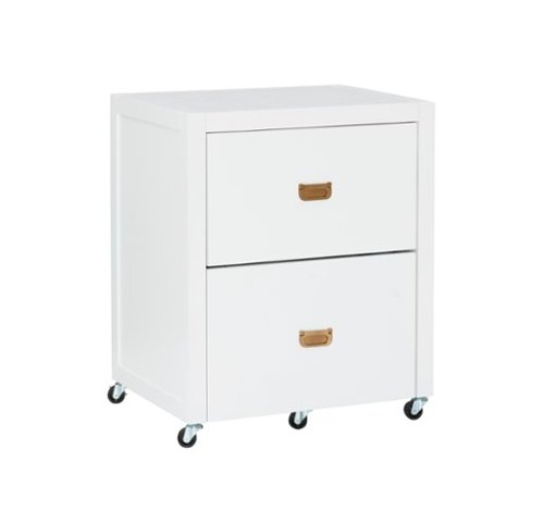 Linon Home Décor - Penrose Rolling File Cabinet With Adjustable Rails - White Paint / Gold Hardware-Front_Standard 