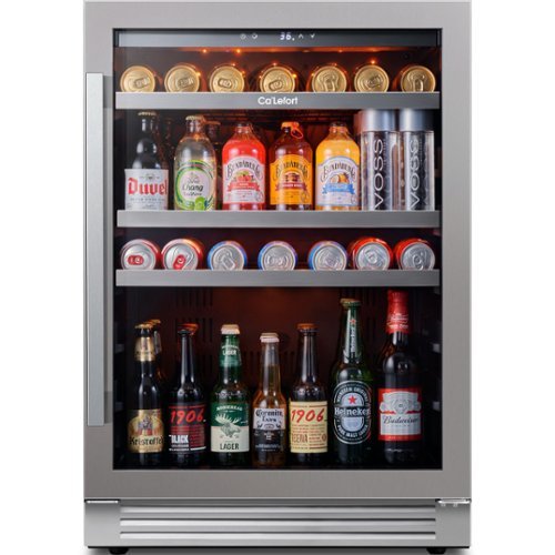 Ca'Lefort - Beverage Refrigerator Cooler, 24 inch 180 Cans Beverage Fridge, 34-54 ℉, Built-in Beverage Cooler, 3 Color LED - Stainless Steel-Front_Standard 