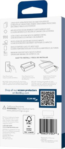 Insignia™ Anti-Reflective Glass Screen Protector for iPhone 16 Pro Max (3-Pack) - Clear BUY IN UAE