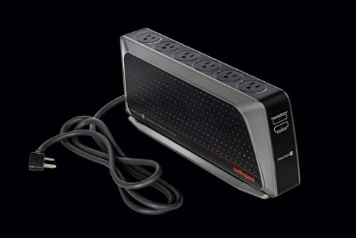 AudioQuest PowerQuest 2 6-Outlet/2-USB Unlimited Joules Surge Protector with High-Current Outlets and Noise Filtering - Black GLOBAL SHIPPING