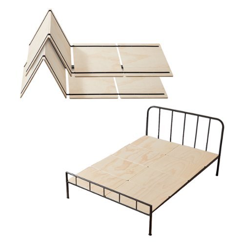 VEVOR - Full Size Bunkie Board, 0.4 in Foldable Bed Board Slats with Connection, Wooden Mattress Support for Full Size Bed - Wood-Front_Standard 