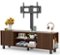 Skyzoo - TV Stand with Swivel Mount & Power Outlet for 50/55/65" TVs, Height Adjustable, Finish for Living Room - Walnut-Front_Standard