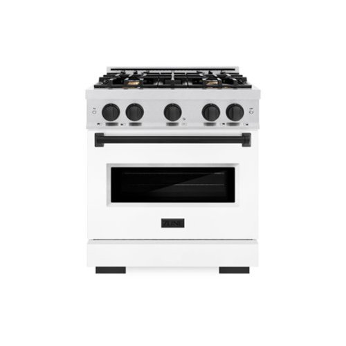 ZLINE - Autograph 30 in. Classic Satin Steel Gas Range with Black Accents (CGRSZ-WM-30-MB) - Black Matte-Front_Standard 