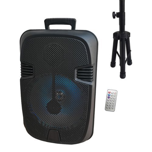 QFX 12” Bluetooth Rechargeable Portable Speaker with Stand, Microphone and LED Party Lights - Black GLOBAL SHIPPING