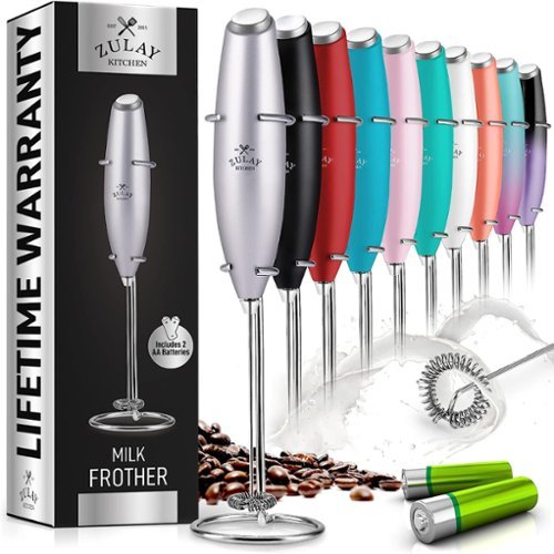 Zulay Kitchen - Powerful Milk Frother Handheld Foam Maker for Lattes by Milk Boss - Silver-Front_Standard 