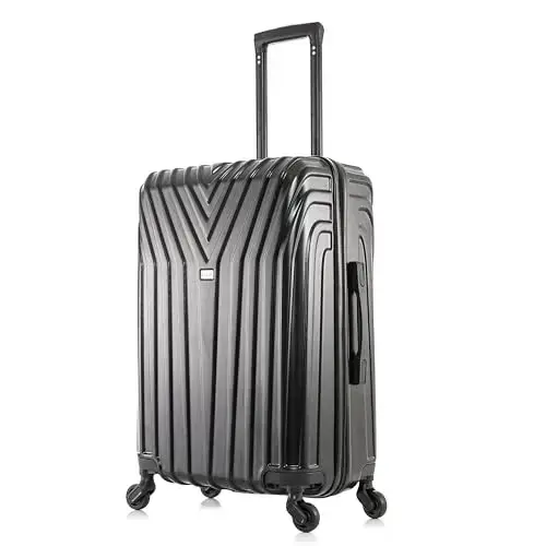 Front. Vulpecula Spade - VASTY Luggage with Spinner Wheels | Durable Lightweight Hardside Suitcase, Travel Bag with Handle and Trolley, 24-Inch - Black.