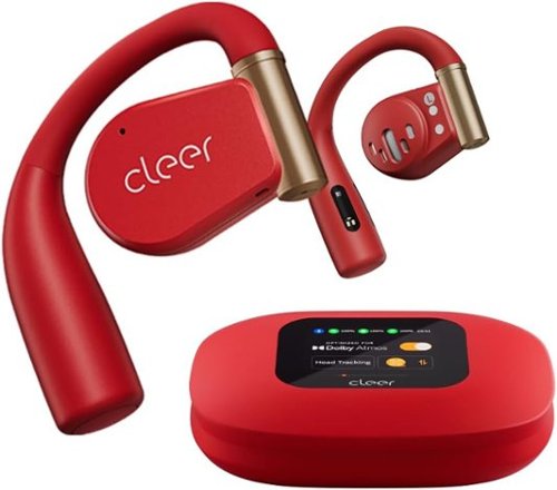 Cleer - ARC 3 Sports Pro Open-Ear Earbuds – Dolby Audio, 40Hr Battery, IPX7, HR Tracking, Wireless Case - Red-Front_Standard 