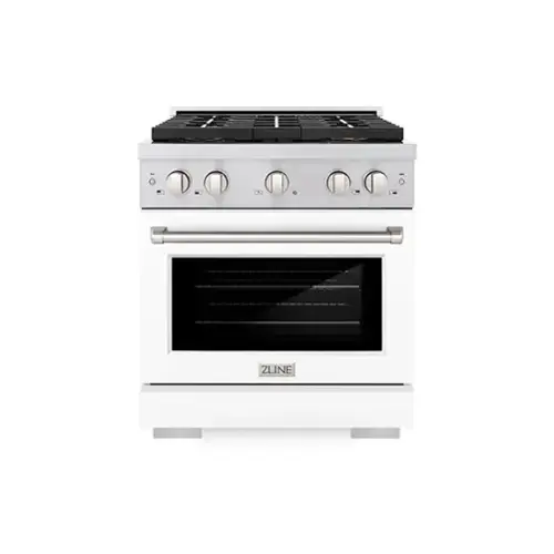 Front. ZLINE - 30 in. 4.2 cu. ft. Freestanding Paramount Gas Range with DuoPro Cooktop and Convection Gas Oven with White Matte Door - White Matte.