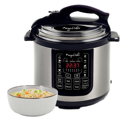 MegaChef - 8 Quart Digital Pressure Cooker with 13 Pre-set Multi Function Features - Silver-Front_Standard 