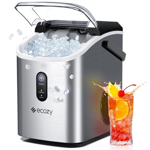 Ecozy - Nugget Ice Maker Countertop with Handle, 33 lbs Per Day with Ice Bags and Scoop - Silver-Front_Standard 
