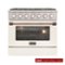 Kucht - 36 in. 5.2 cu. ft. Natural Gas Range with Sealed Burners and Convection Oven in White with Gold Accents - White & Gold-Front_Standard
