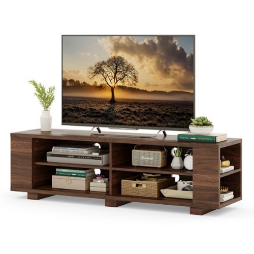 Costway - 59'' Wood TV Stand Console Storage Entertainment Media Center with Adjustable Shelf - Walnut