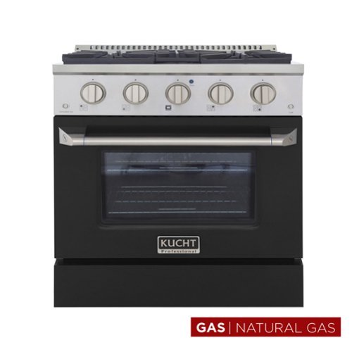 Kucht - 30 in. 4.2 cu. ft. Natural Gas Range with Sealed Burners and Convection Oven in Black - Black-Front_Standard 