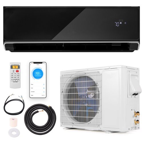 Gymax - 12000 BTU Mini Split Air Conditioner & Heater 22 SEER2 208-230V AC Unit - Black-Front_Standard 