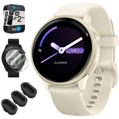 Garmin - VIVOACTIVE 6 Health & Fitness GPS Smartwatch + 2-Year Extended Warranty Accessory Bundle - Lunar Gold - (2025)-Front_Standard 