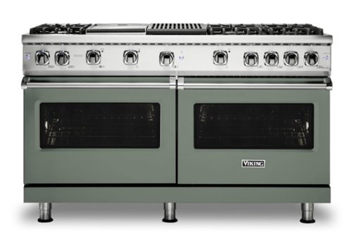 Viking - 8.0 Cu. Ft. 60"W. Professional 5 Series Freestanding Double Oven Gas Convection Range - Eucalyptus