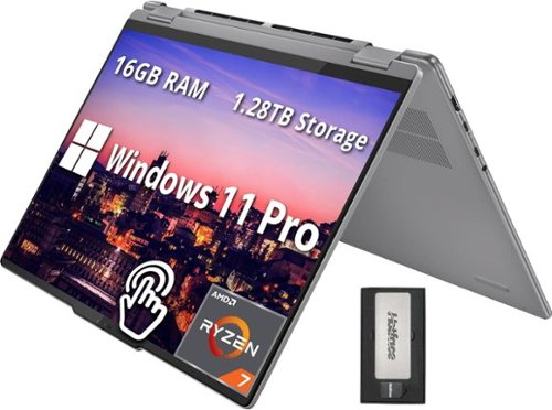 Lenovo - Yoga 7 16" WUXGA 2-in-1 Touchscreen Laptop,AMD Ryzen 7 8840HS,16GB RAM,1TB SSD,Win 11 Pro+256GB Dock Station - Gray-Front_Standard 