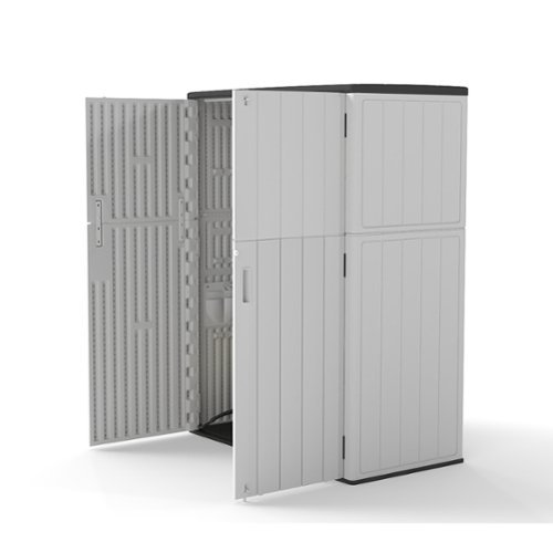Decksplore - Lockable Outdoor Vertical Storage Shed,57 Cu.ft Outdoor Storage Cabinet Waterproof Suitable for gardens and patios - Gray-Front_Standard 
