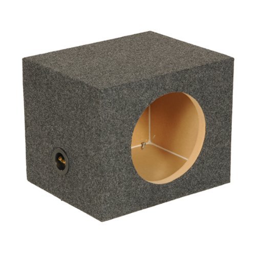 QPower - 10" Heavy-Duty Single Sealed Vehicle Subwoofer Enclosure Woofer Box, Gray - Charcoal Black-Front_Standard 