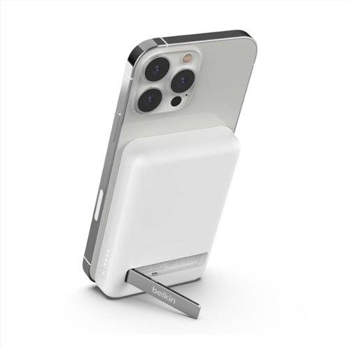 Belkin - BoostCharge Magnetic Wireless Power Bank 5K + Stand, 12.5W - White-Front_Standard 