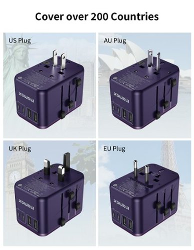 Momax 1-World Universal 5-Port Travel GaN Charger 70W - Purple GLOBAL SHIPPING