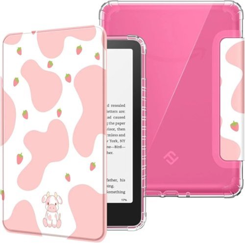 Kitcheniva - Soft Transparent Case For 7 Inch Kindle Paperwhite 12th 2024 Protective Shell Pink Cow - Strawberry Cow-Front_Standard 